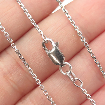 925 Sterling Silver Italy White & Blue C Z Cable Chain Necklace 16"
