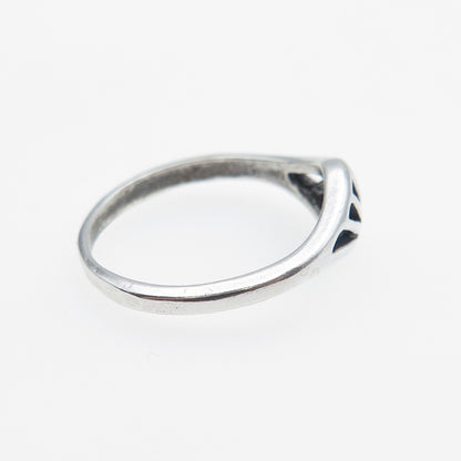 925 Sterling Silver Vintage Ribbed Oxidized Ring Size 6.5