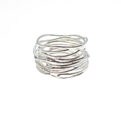 925 Sterling Silver Vintage Modernist Nest Ring Size 5.5