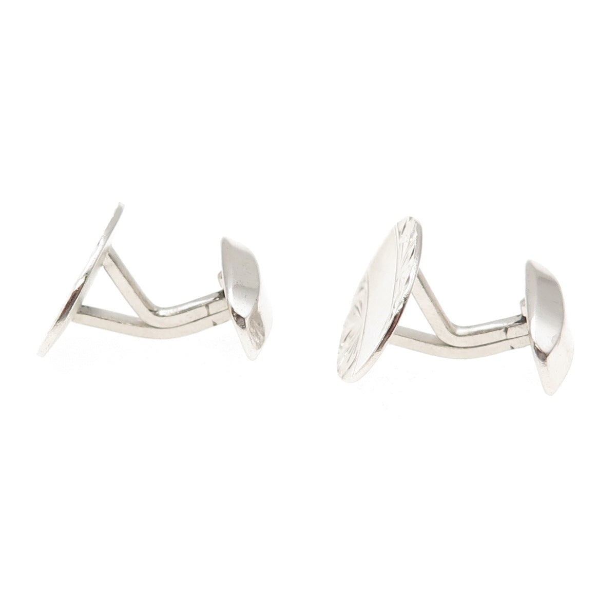 Simmons 925 Sterling Silver Antique Art Deco Engraved Floral Oval Cufflinks