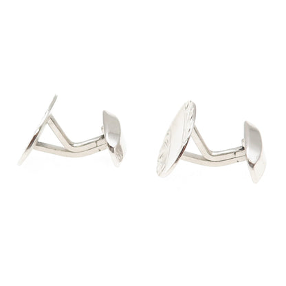 Simmons 925 Sterling Silver Antique Art Deco Engraved Floral Oval Cufflinks