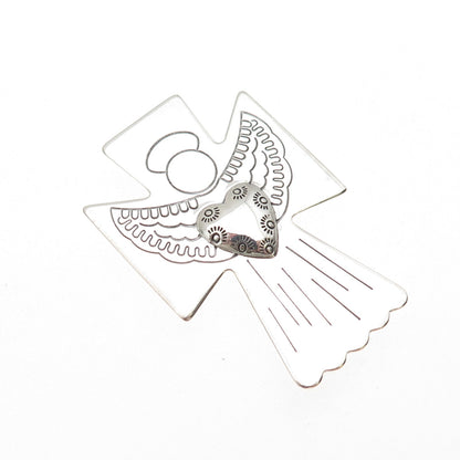 Carolyn Pollack 925 Sterling Vintage Angel Heart Cross Pin Brooch Slide Pendant
