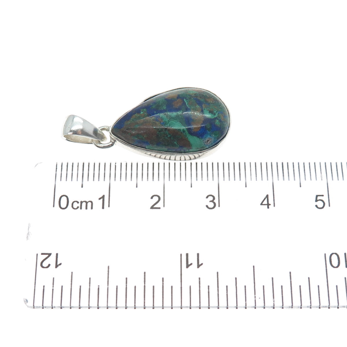 925 Sterling Silver Vintage Real Chrysocolla Teardrop Charm Pendant
