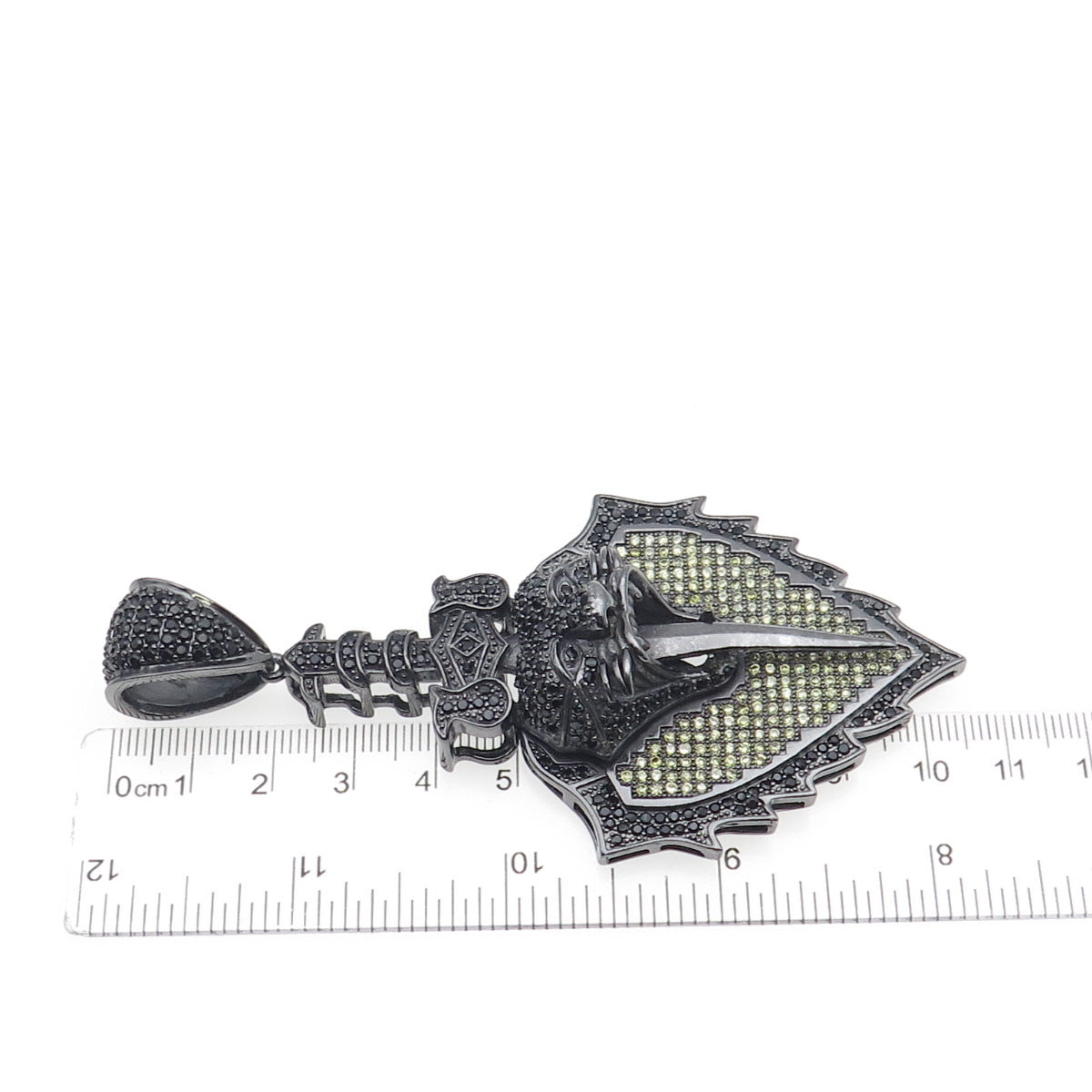 925 Sterling Silver Black Rhodium Round-Cut Multi-Color C Z Panther Pendant