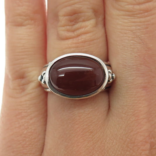 925 Sterling Silver Vintage Real Carnelian Gemstone Boho Ring Size 6.25