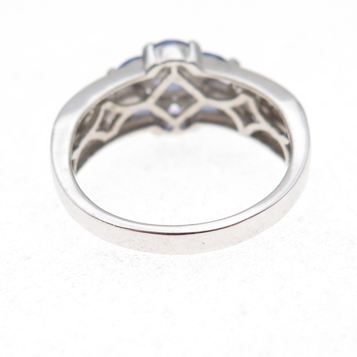 Chuck Clemency 925 Sterling Silver Real Tanzanite & White Topaz Ring Size 8