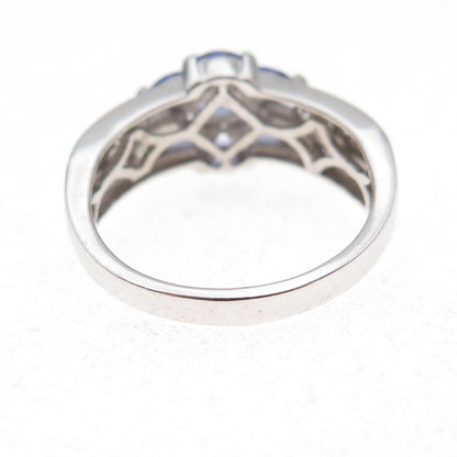 Chuck Clemency 925 Sterling Silver Real Tanzanite & White Topaz Ring Size 8
