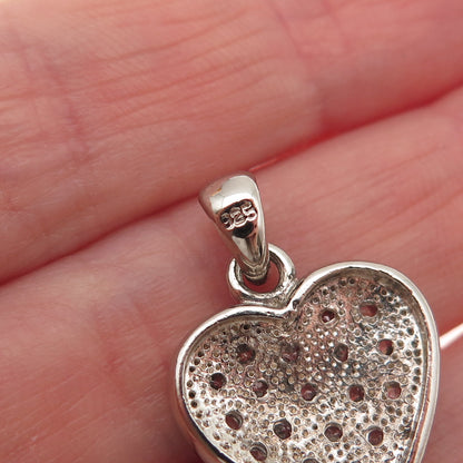 925 Sterling Silver Round-Cut C Z Sparkle Heart Charm Pendant