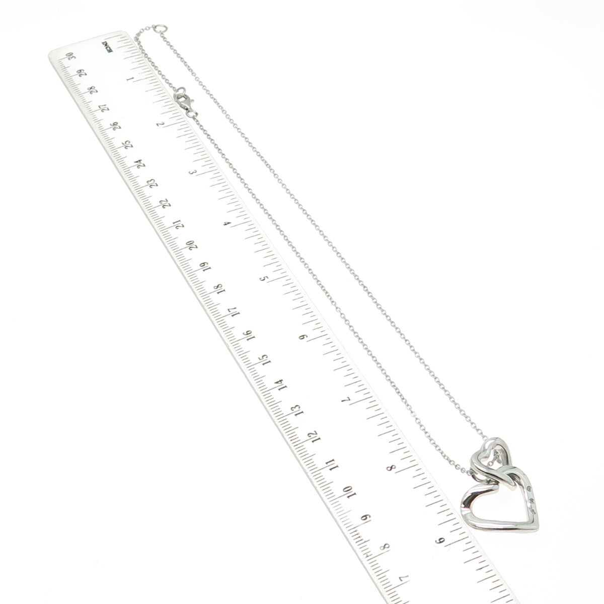 925 Sterling Silver Real Round-Cut Diamond Loving Heart Chain Necklace 16-18"