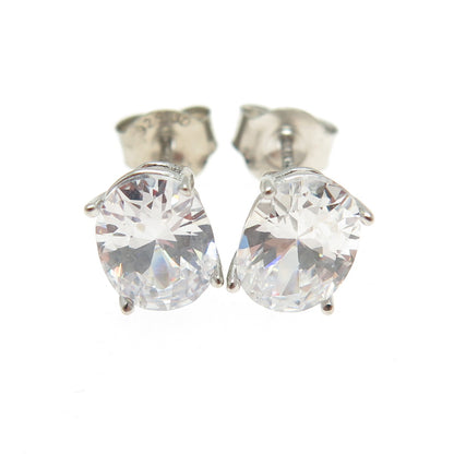 DBJ DEE BERKLEY 925 Sterling Silver Oval-Cut C Z Stud Earrings