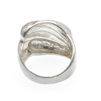 925 Sterling Silver Vintage Italy Modernist Ribbed Oxidized Ring Size 6.75