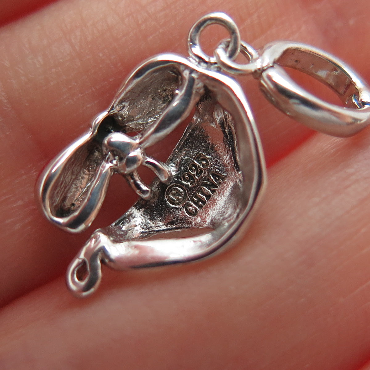 925 Sterling Silver Vintage Red Enamel Bikini Minimalist Charm Pendant