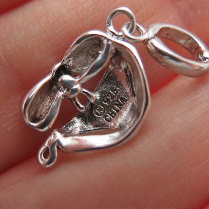 925 Sterling Silver Vintage Red Enamel Bikini Minimalist Charm Pendant