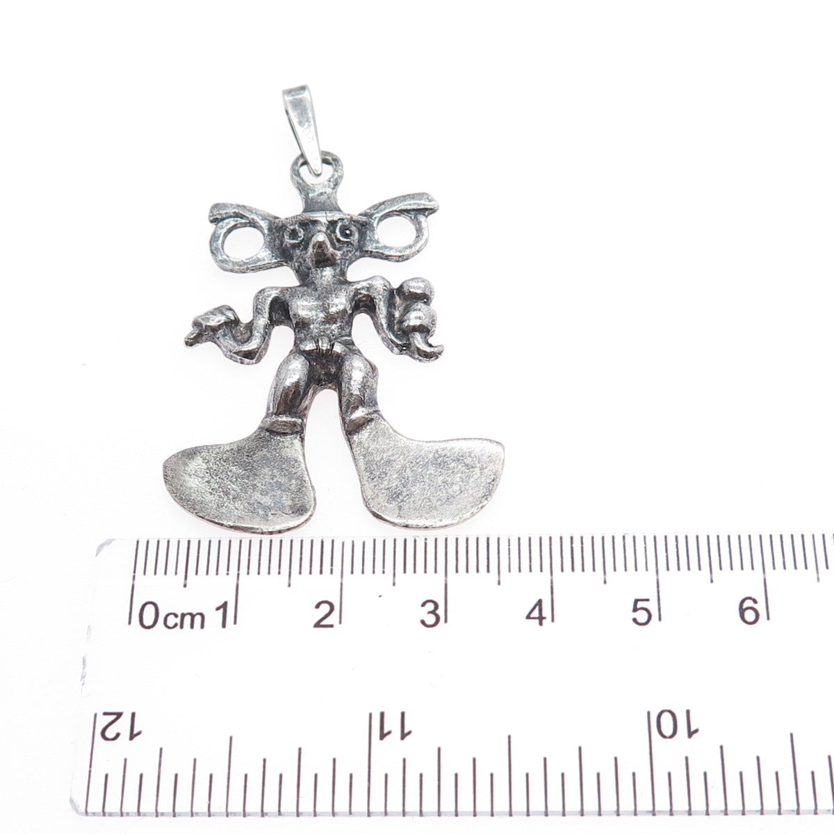 925 Sterling Silver Vintage Cowboy Modernist Oxidized Charm Pendant