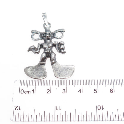 925 Sterling Silver Vintage Cowboy Modernist Oxidized Charm Pendant