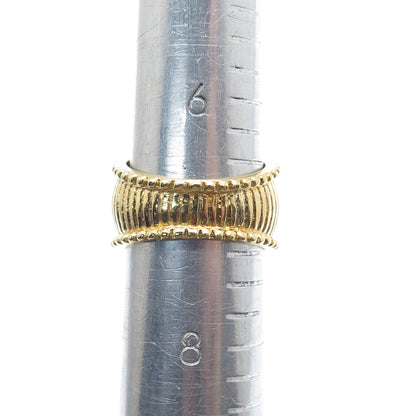 925 Sterling Silver Gold Plated Round-Cut Shaped C Z Fleur-de-Lis Ring Size 7.25