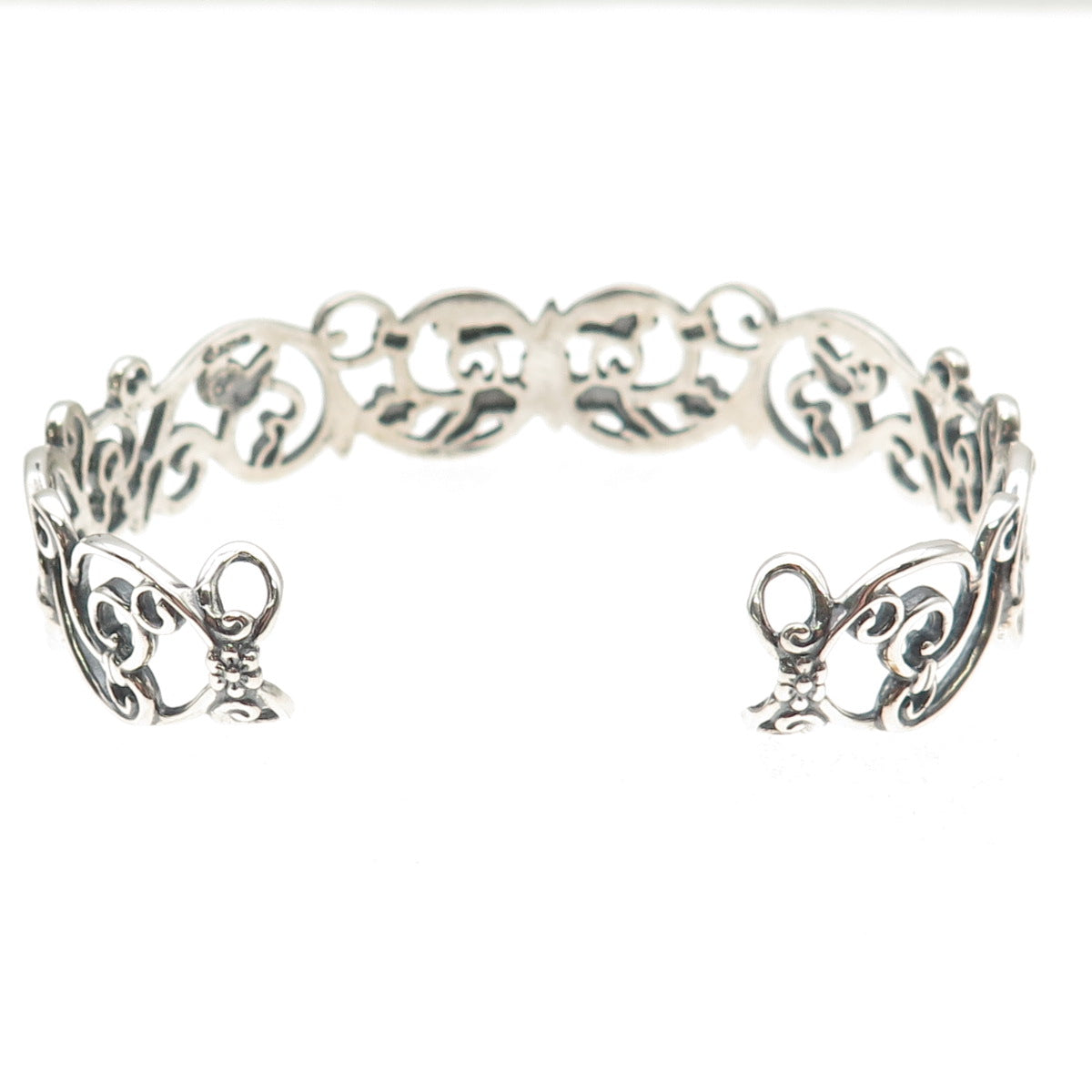 Carolyn Pollack Sterling Silver Vintage Floral Adjustable Cuff Bracelet 6.75"
