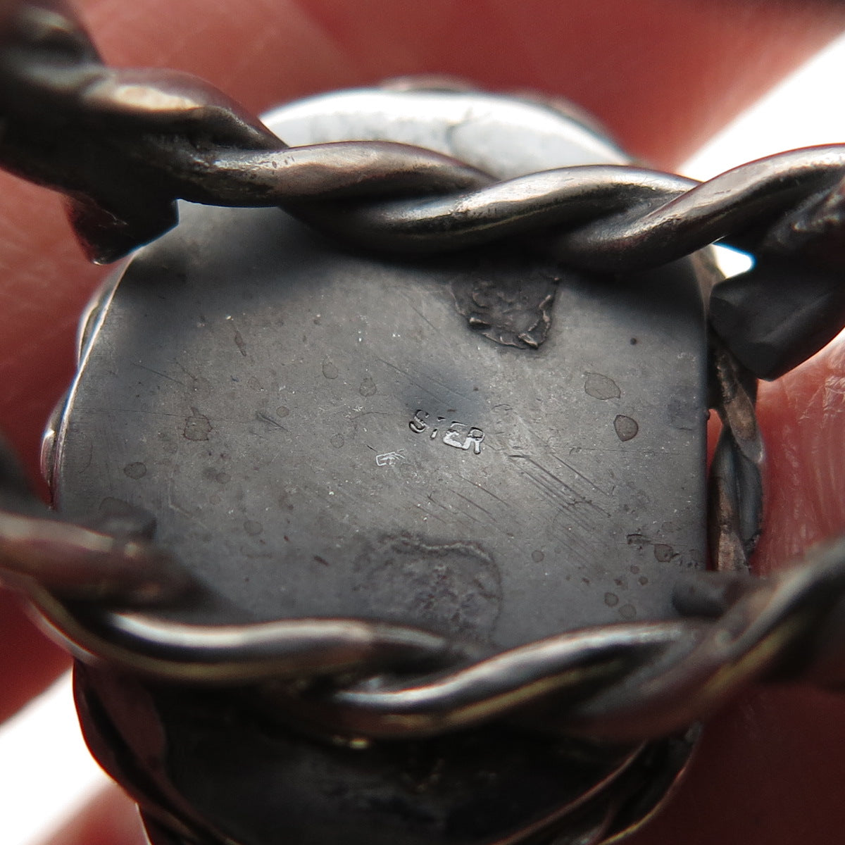 925 Sterling Silver Vintage Real Amethyst Modernist Oxidized Ring Size 6.75