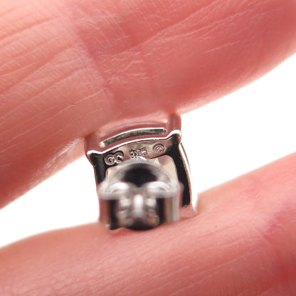 925 Sterling Silver Cushion-Cut C Z Stud Earrings