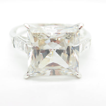 925 Sterling Silver Princess-Cut C Z Engagement Ring Size 11.25