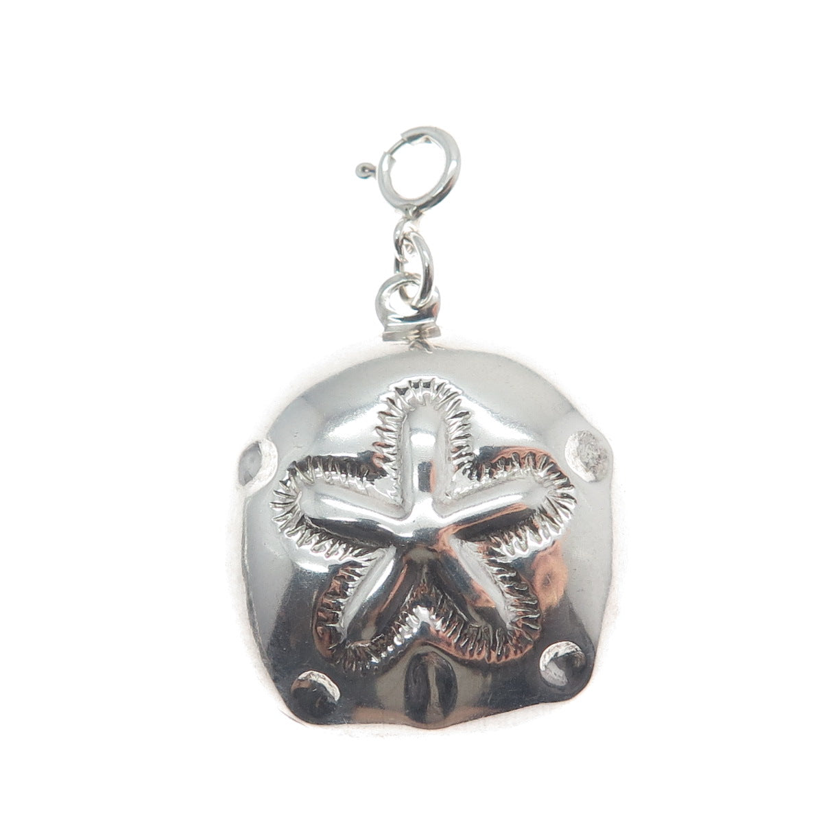 SX SALLY C 925 Sterling Silver Vintage Sand Dollar Minimalist Charm Pendant