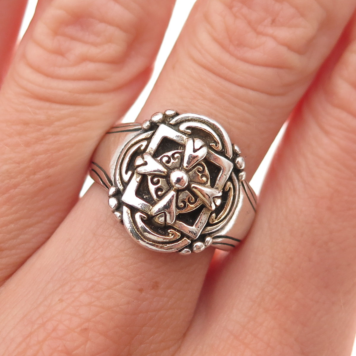 Brighton 925 Sterling Silver Vintage Cross Oxidized Ring Size 7.25