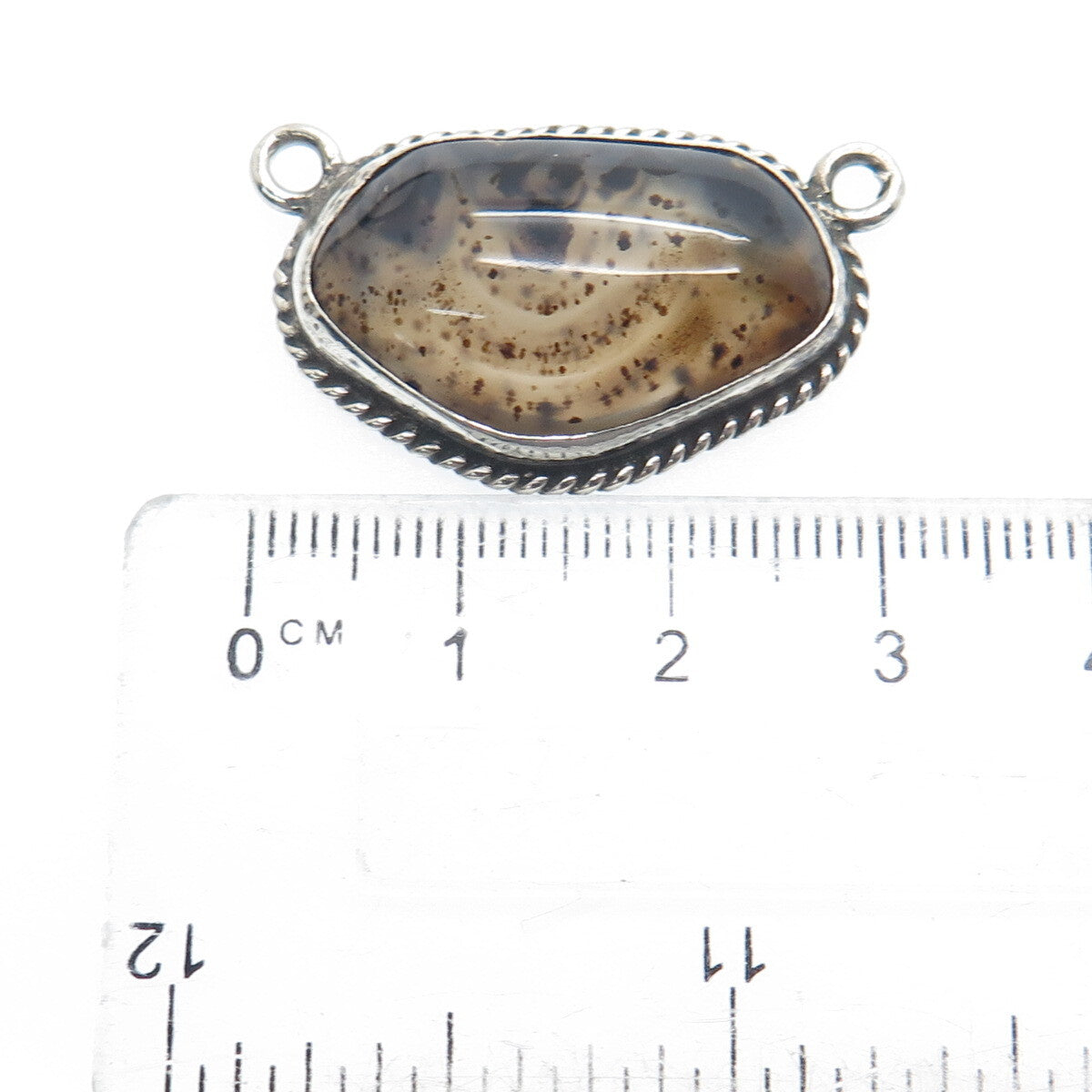 925 Sterling Silver Vintage Real Agate Centerpiece Pendant