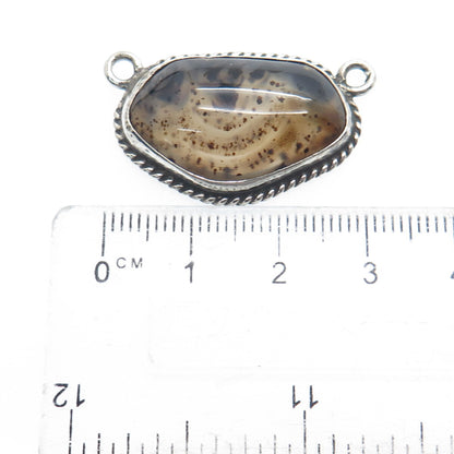 925 Sterling Silver Vintage Real Agate Centerpiece Pendant