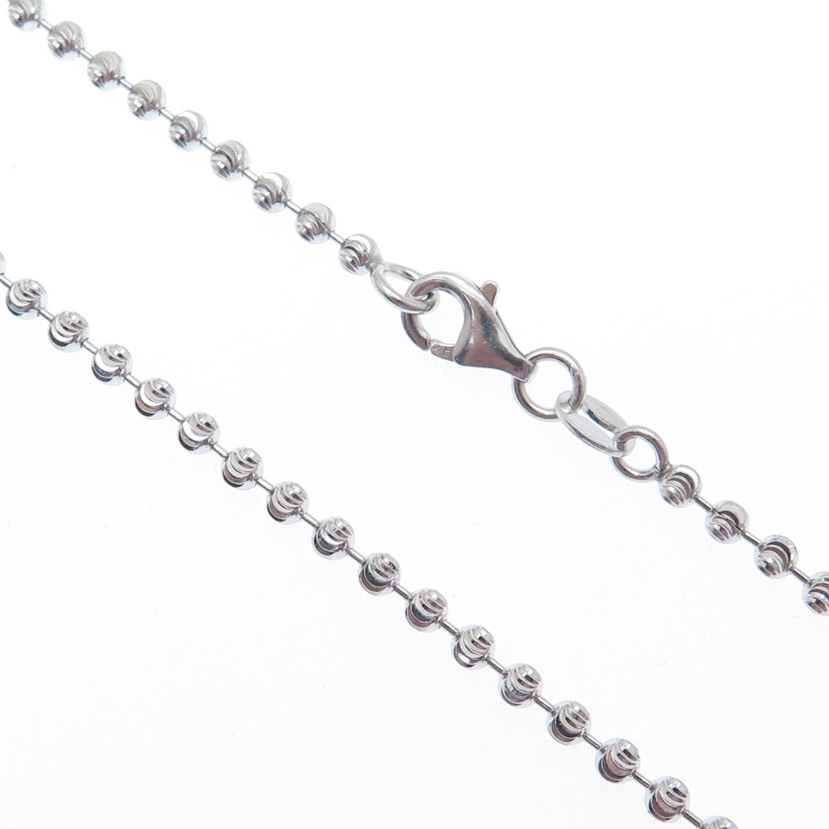 925 Sterling Silver Italy Diamond-Cut Ball Beaded Chain Necklace 36"
