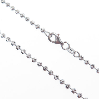 925 Sterling Silver Italy Diamond-Cut Ball Beaded Chain Necklace 36"