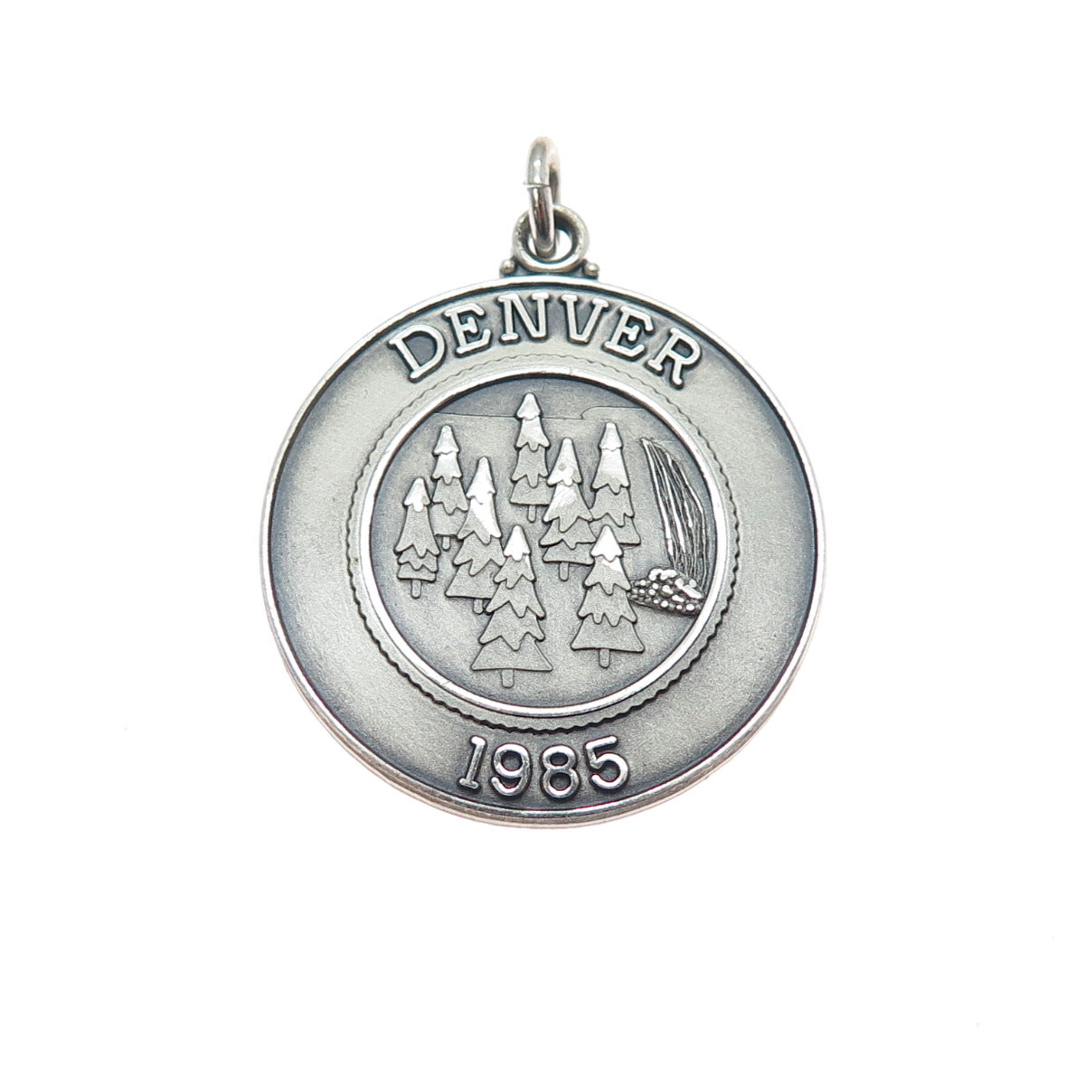 O.C. TANNER 925 Sterling Silver Vintage 1985 Denver Oxidized Charm Pendant