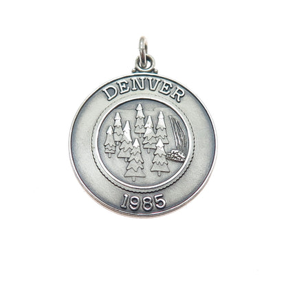 O.C. TANNER 925 Sterling Silver Vintage 1985 Denver Oxidized Charm Pendant