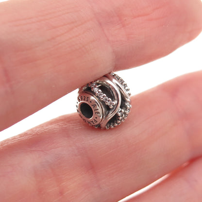 Pandora 925 Sterling Silver C Z Essence Caring Slide Bead Charm