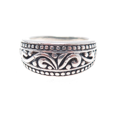 925 Sterling Silver Vintage Swirl Oxidized Ring Size 6.75