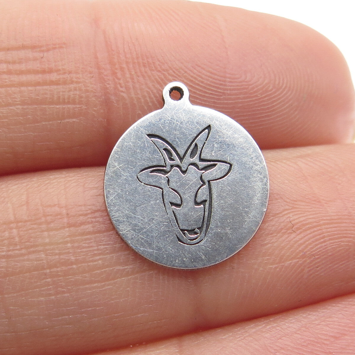 TWO IN TOWN 925 Sterling Silver USA Goat Round Charm Pendant