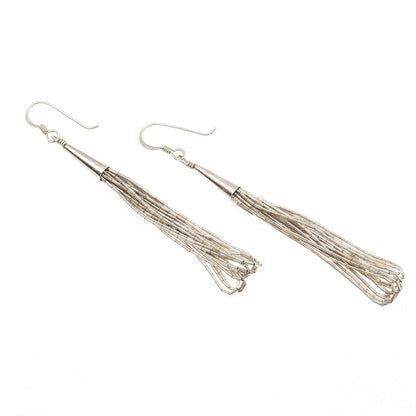 Old Pawn 925 Sterling Silver Vintage Southwestern Liquid Chain Dangle Earrings