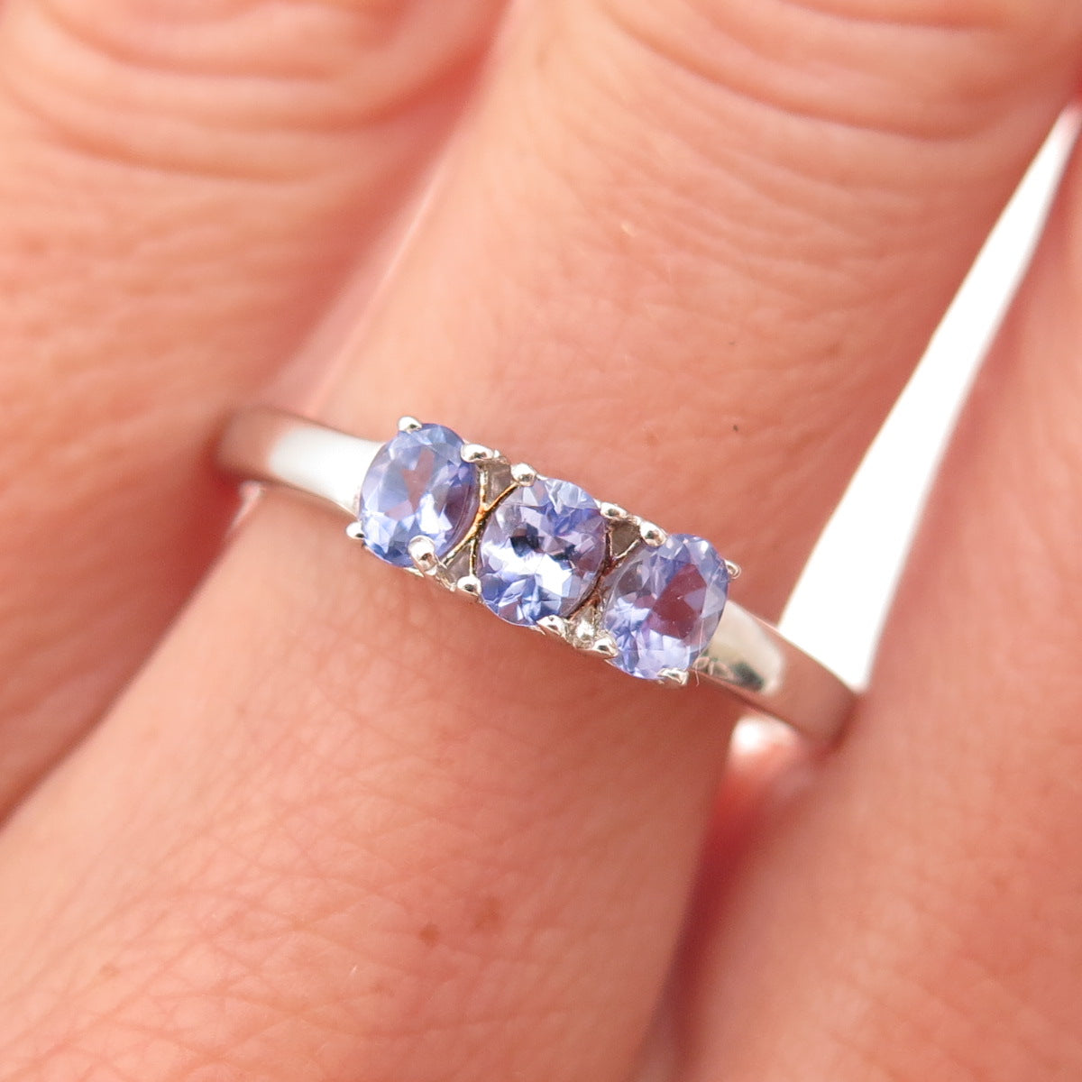 Chuck Clemency 925 Sterling Silver Real Oval-Cut Tanzanite Ring Size 8.5