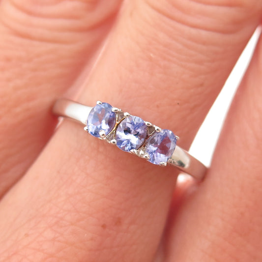 Chuck Clemency 925 Sterling Silver Real Oval-Cut Tanzanite Ring Size 8.5