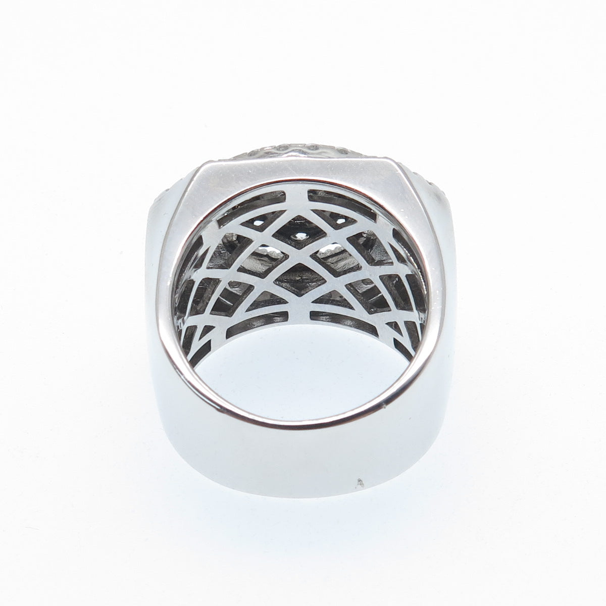 925 Sterling Silver Round-Cut C Z Flower Ring Size 10.5