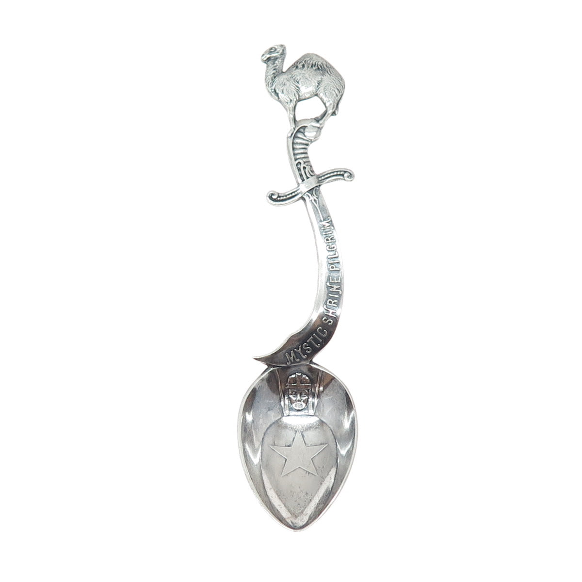 925 Sterling Silver Antique Art Deco Mystic Shrine Pilgrim Masonic Coffee Spoon