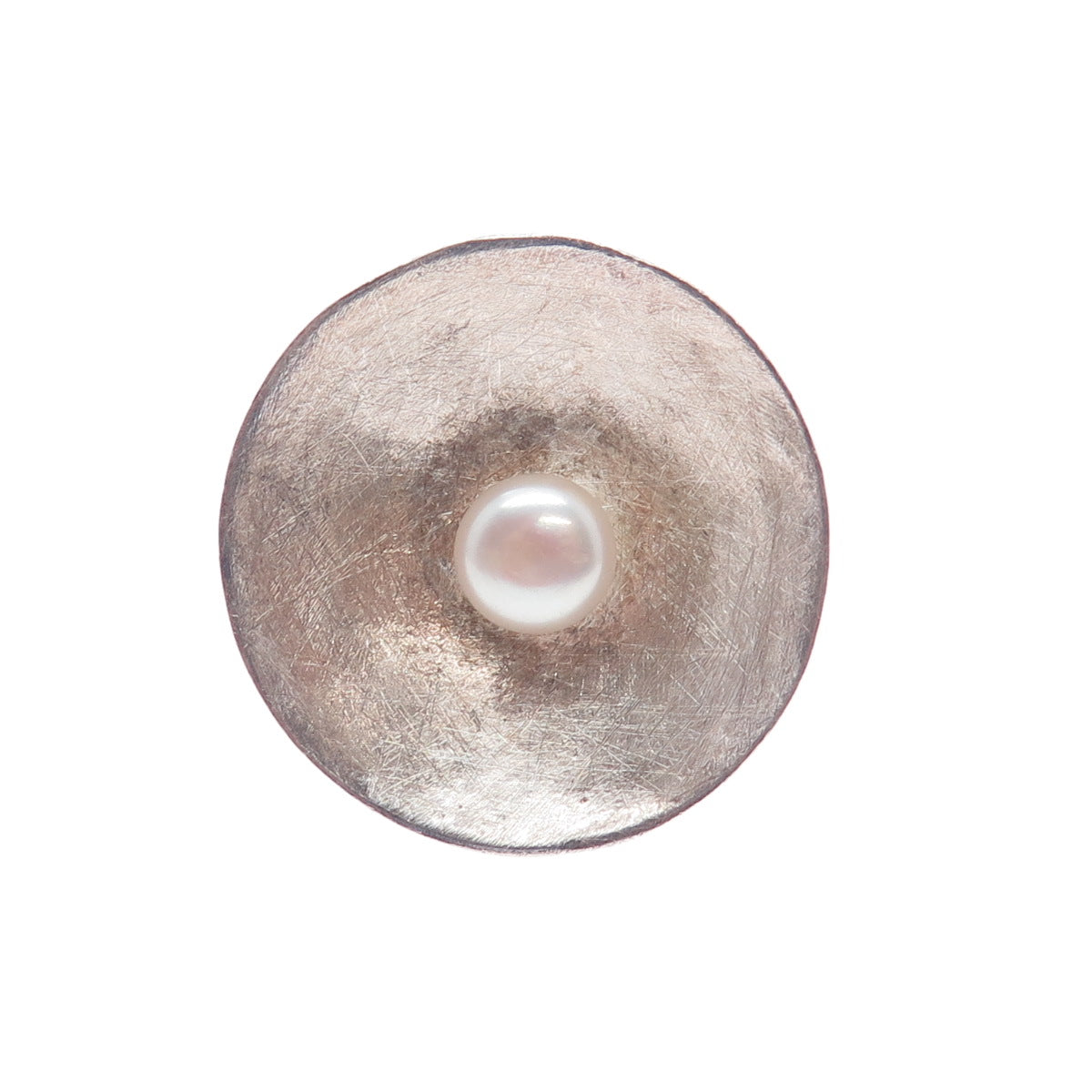 925 Sterling Silver Vintage Real Pearl Modernist Statement Ring Size 8