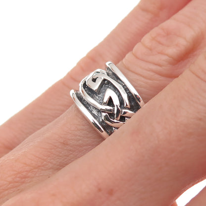 925 Sterling Silver Vintage Celtic Knot Oxidized Ring Size 5.75