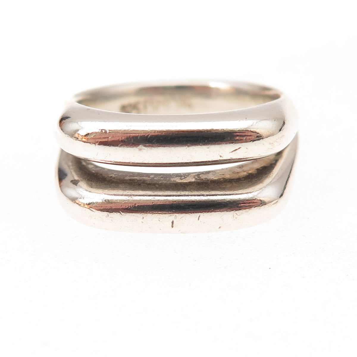 Joseph Esposito 925 Sterling Silver Vintage Modernist 2-Row Oxidized Ring Size 8