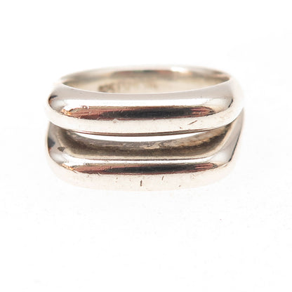 Joseph Esposito 925 Sterling Silver Vintage Modernist 2-Row Oxidized Ring Size 8