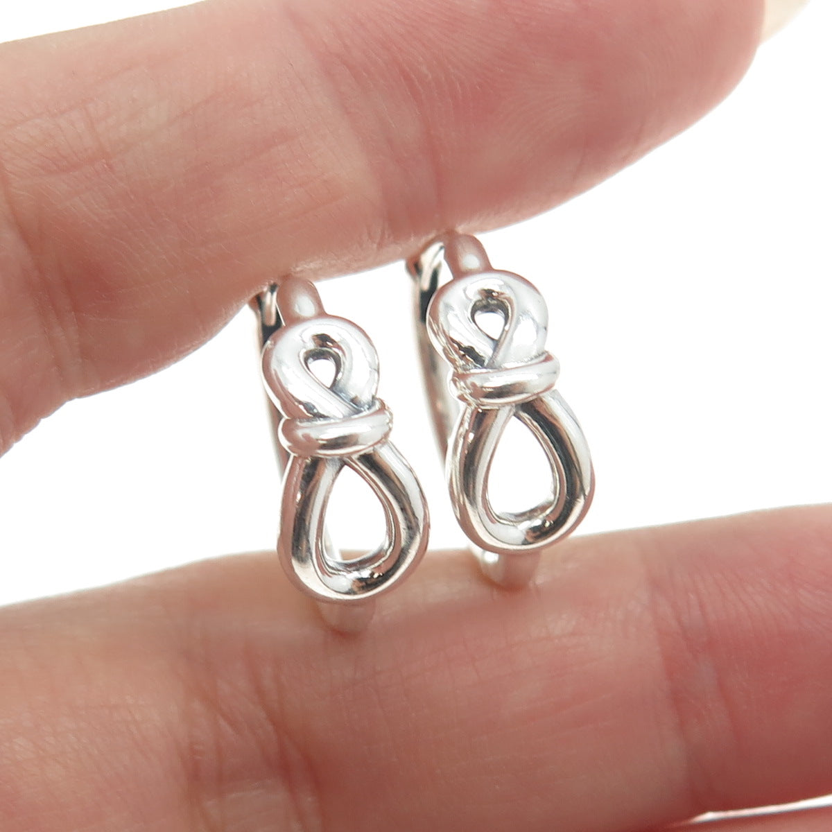 PANDORA 925 Sterling Silver Infinity Knot Hoop Earrings