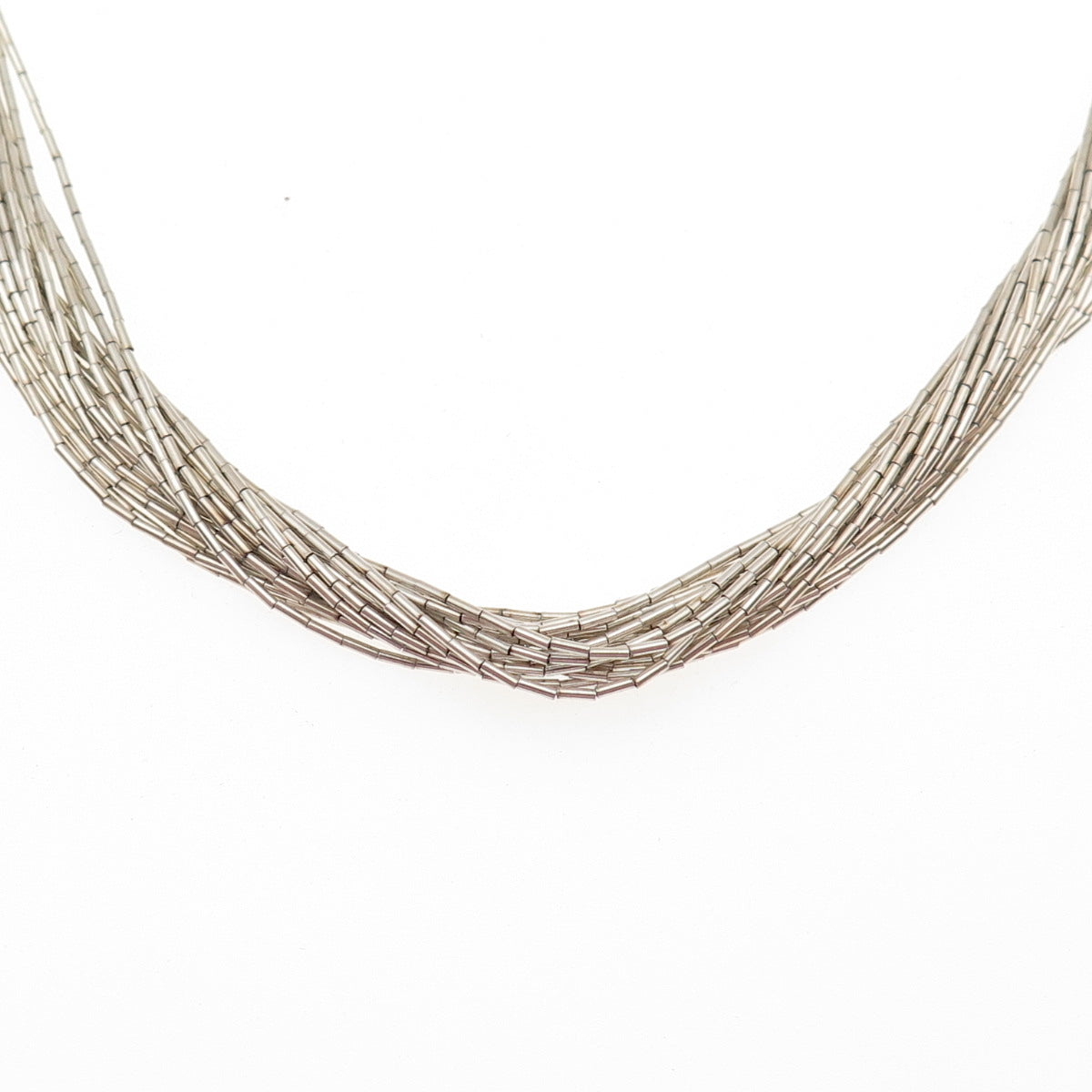 Old Pawn Sterling Silver Vintage Multi-Strand Liquid Chain Tribal Necklace 16"