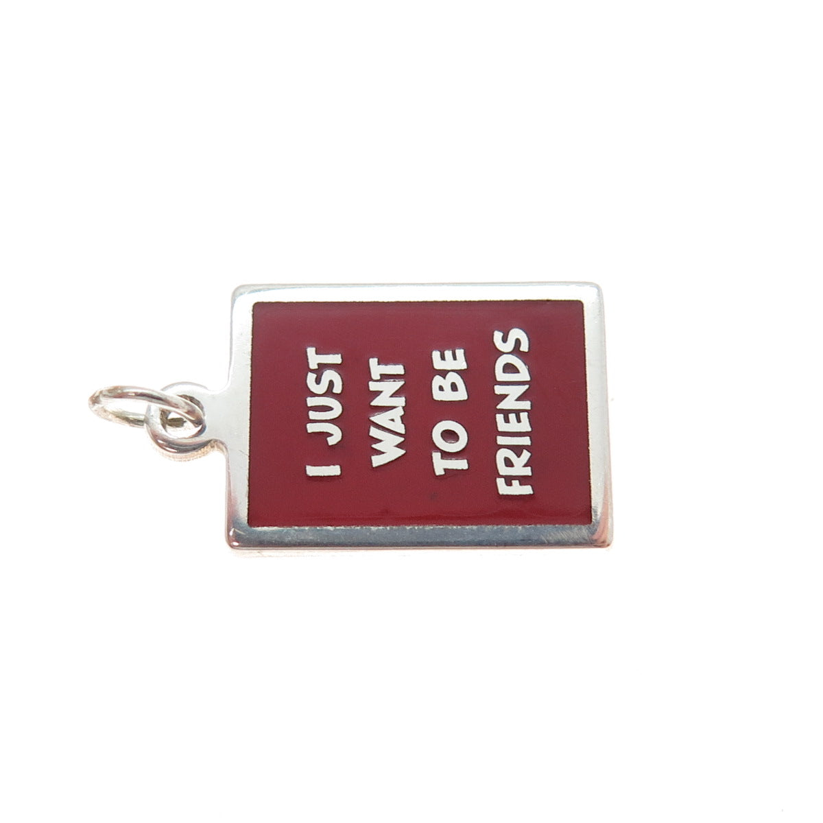 925 Sterling Silver Enamel I Just Want To Be Friends Minimalist Charm Pendant