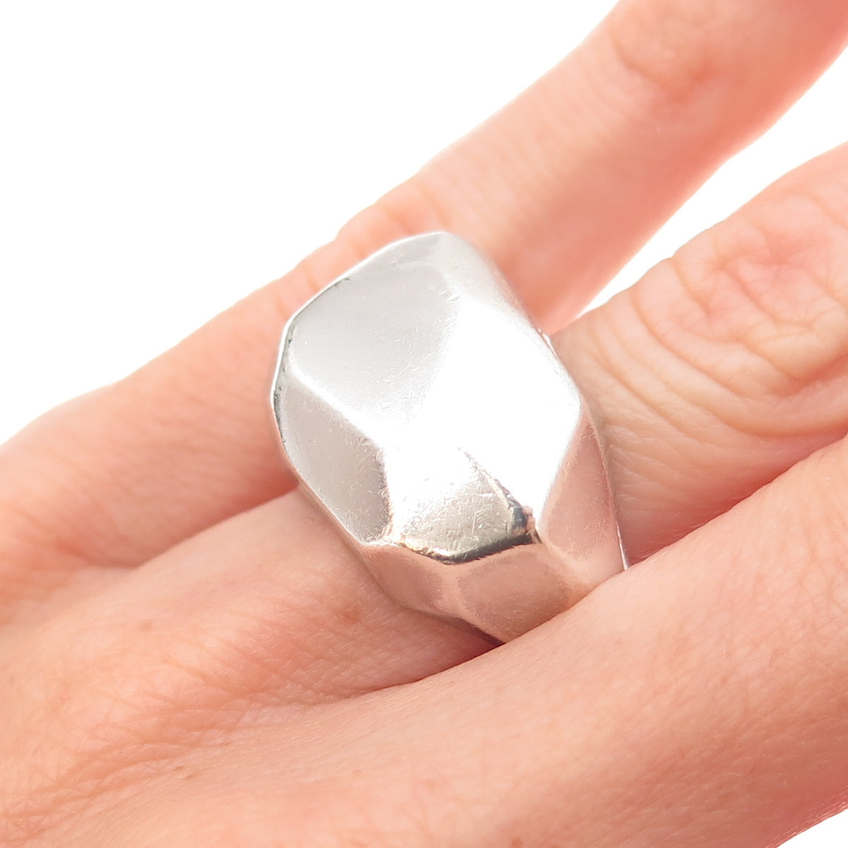 Nanis 925 Sterling Silver Vintage Modernist Dome Oxidized Ring Size 6