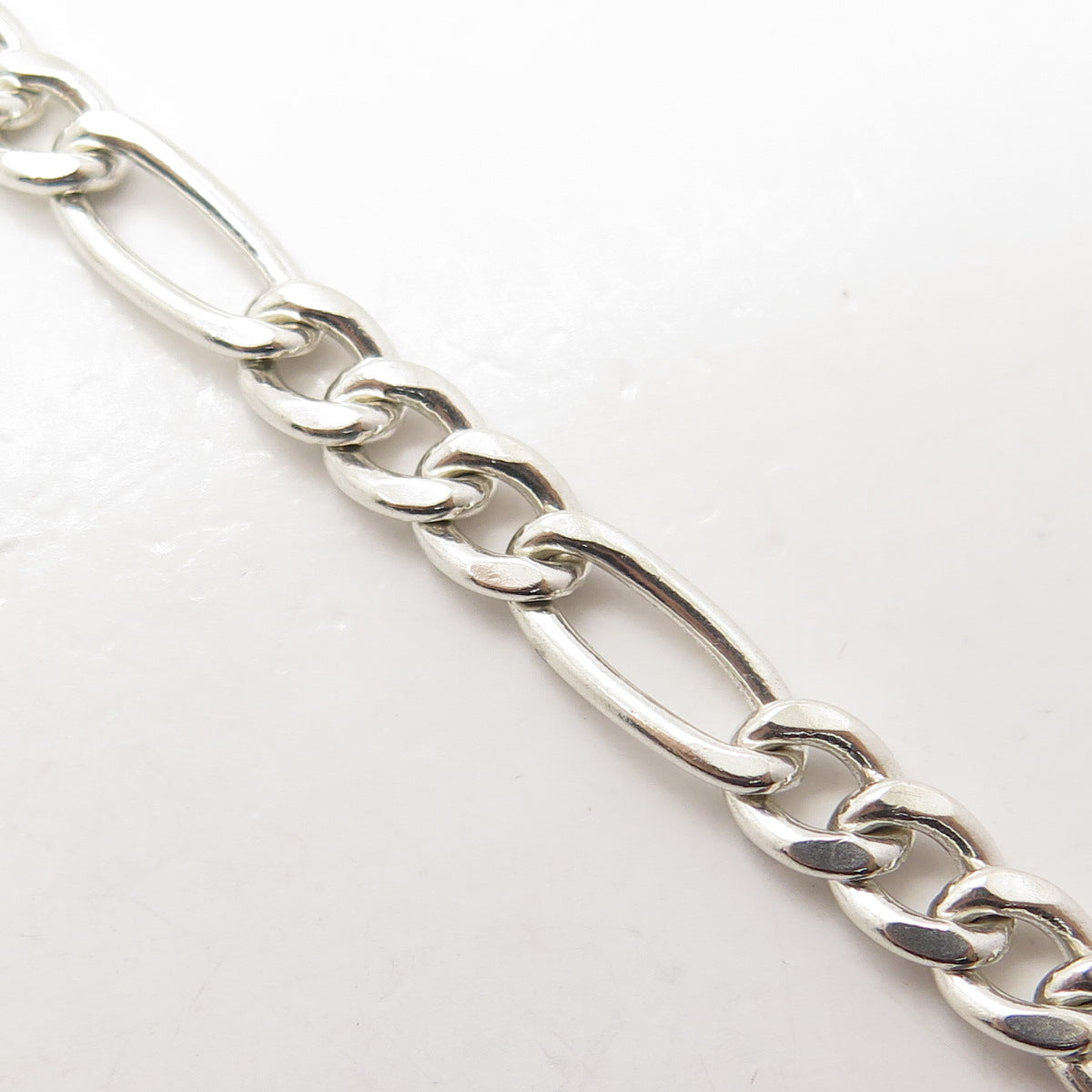 925 Sterling Silver Italy Figaro Link Bracelet 7.75"