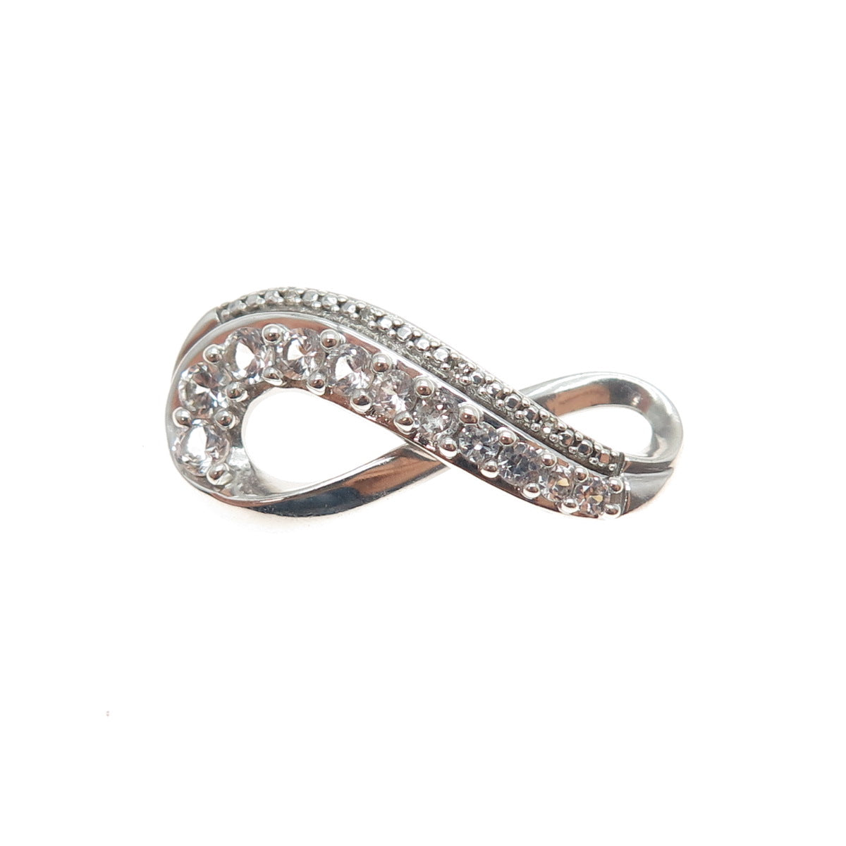 925 Sterling Silver Real Diamond Accent & White Topaz Infinity Slide Pendant